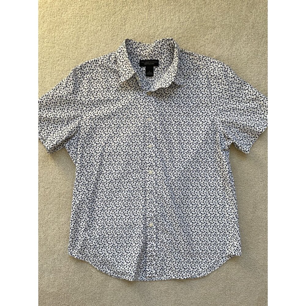 Bloomingdale's Men's Large Short Sleeve Button Up Dress Shirt Ditzy Floral